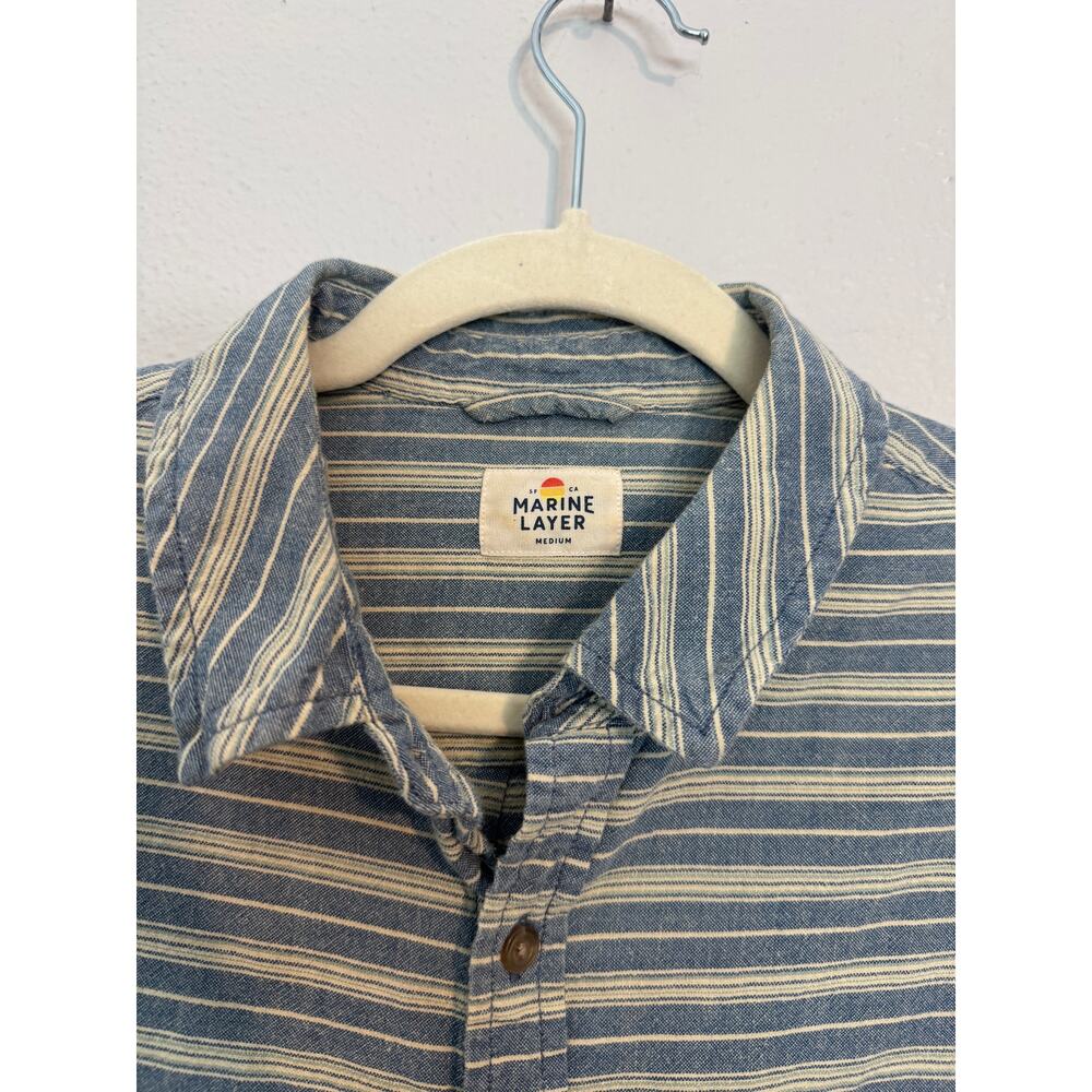 Marine Layer Cotton Button Down Striped Shirt - Picture 2 of 4
